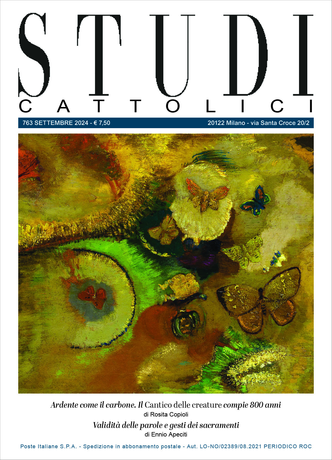 Copertina 763_settembre 2024 Odilon Redon, Il sogno delle farfalle, 1910-15, The Muriel Bultman Francis Collection, New Orleans Museum of Art