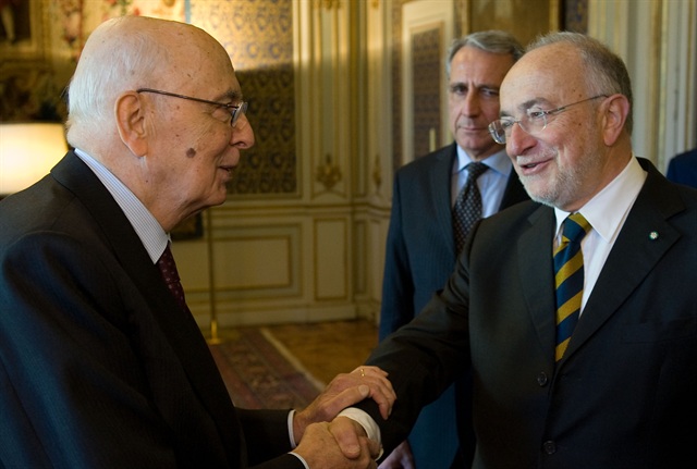 Quirinale, Roma, Ugo De Siervo neoeletto presidente della Corte costituzionale in visita di cortesia