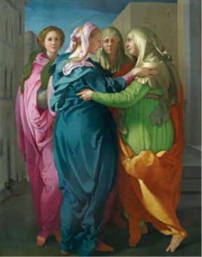 Pontormo (Jacopo da Pontormo), Visitazione, 1528-31, olio su tavola, cm 202 x 156. Pistoia, Diocesi – Chiesa di San Michele arcangelo di Carmignano
